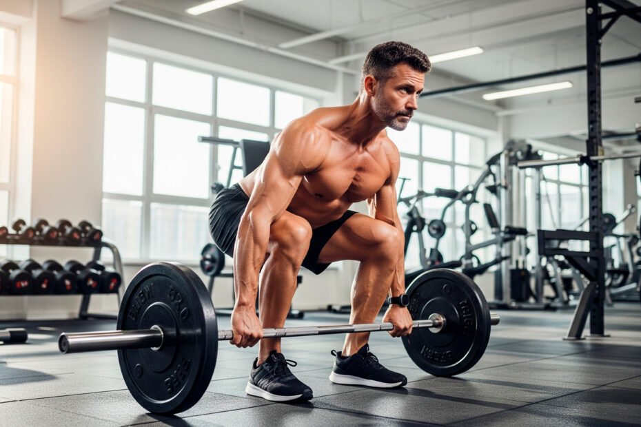 Man performing deadlifts to boost testosterone naturally through resistance training exercise