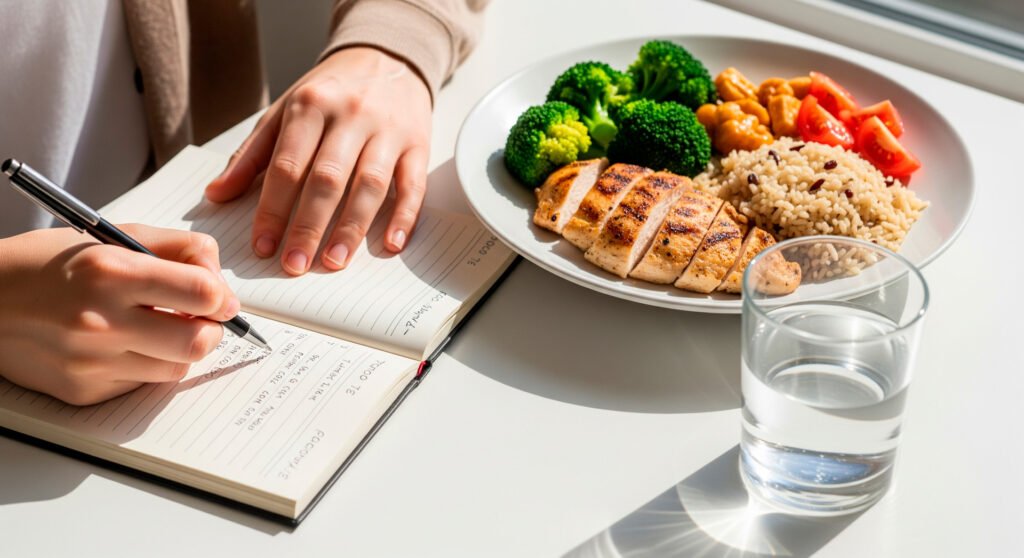 Food diary tracking meals to identify IBS symptoms triggers for natural management