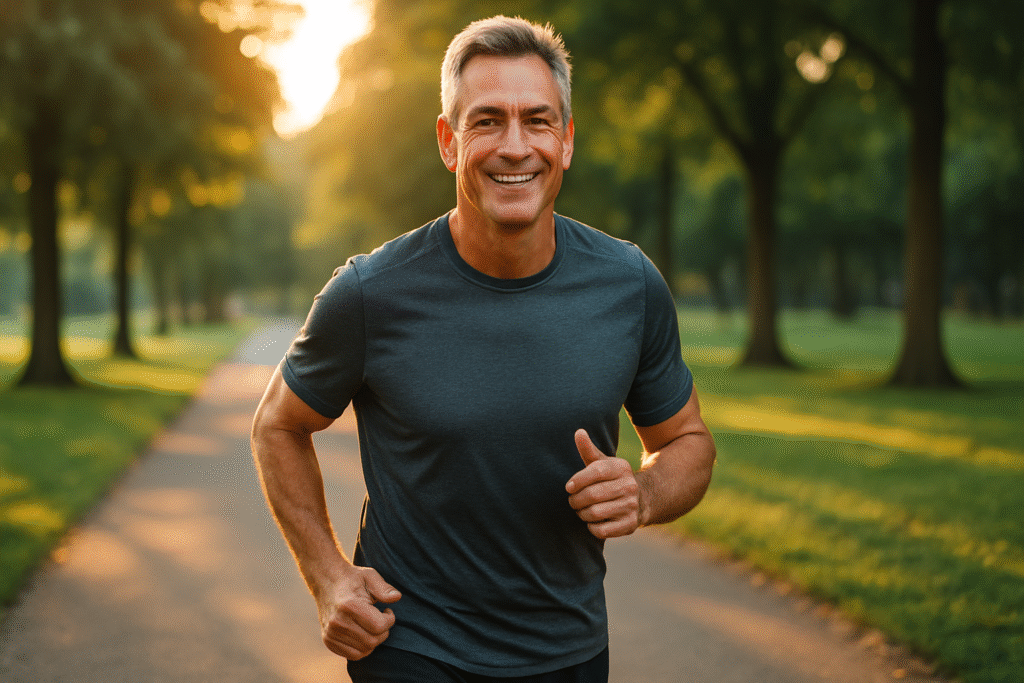 Man exercising outdoors for immune support through regular physical activity and healthy lifestyle