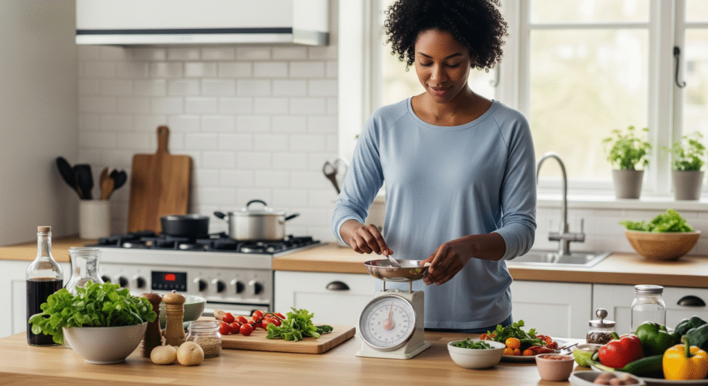 Healthy meal preparation demonstrating how to maintain healthy weight for cardiovascular wellness