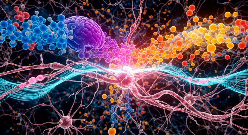 Scientific visualization of natural compounds working at cellular level for brain health