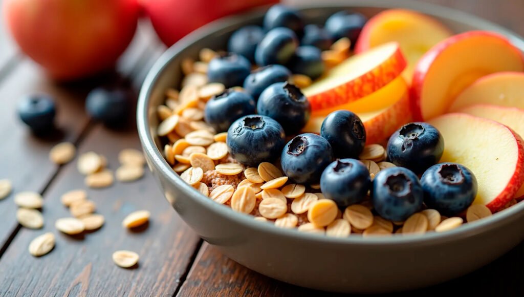 Fiber-rich foods bowl showing natural remedies for digestive health and gut wellness