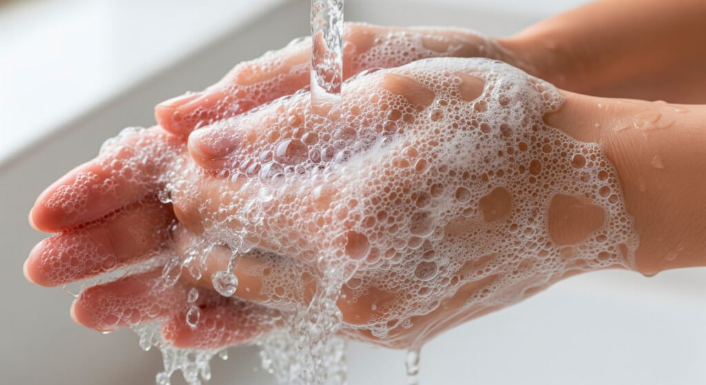 Proper handwashing technique stay healthy prevent illness germs hygiene practices close up hands