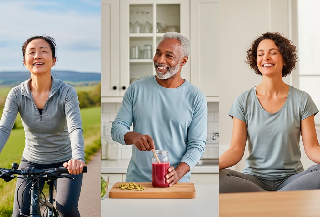 Healthy adults aged 30-60 showing wellness lifestyle benefits from gut health supplements