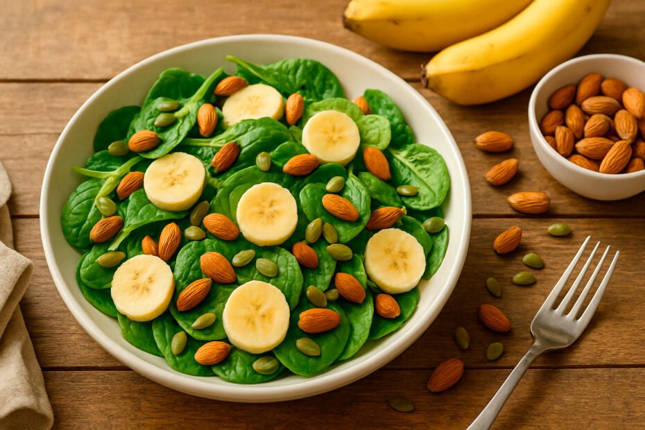 Vibrant spinach salad with nuts showcasing magnesium benefits for health
