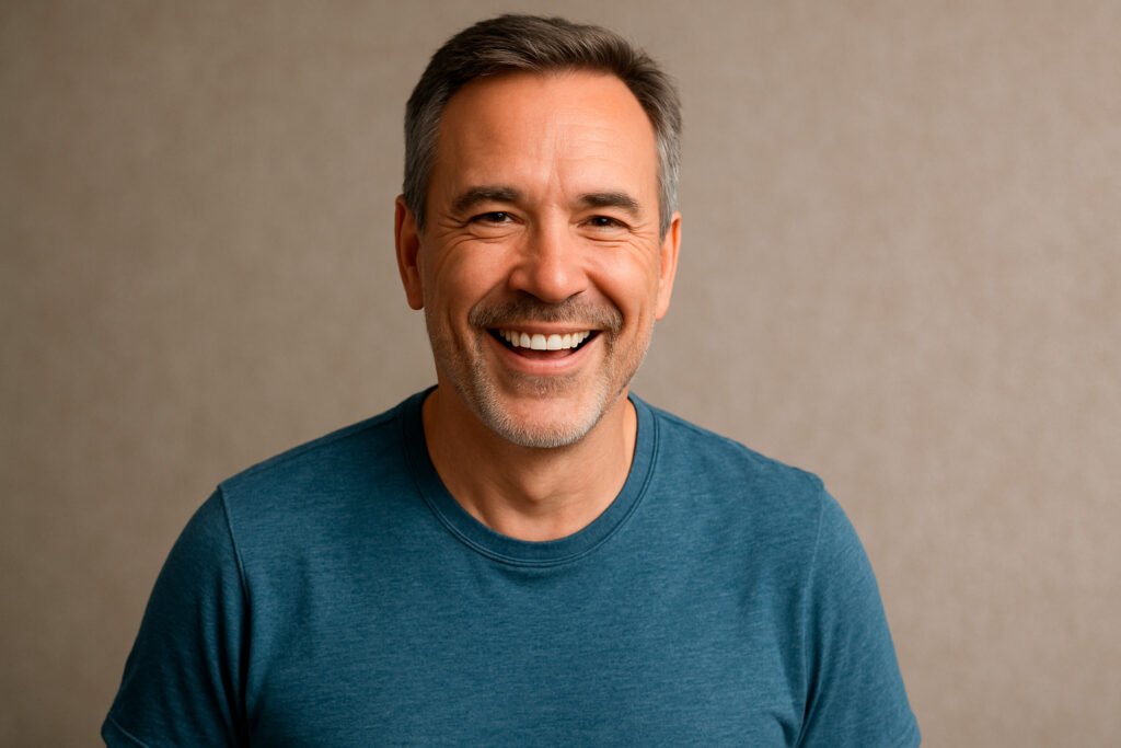 Relieved man using ProstaVive to improve urinary flow
