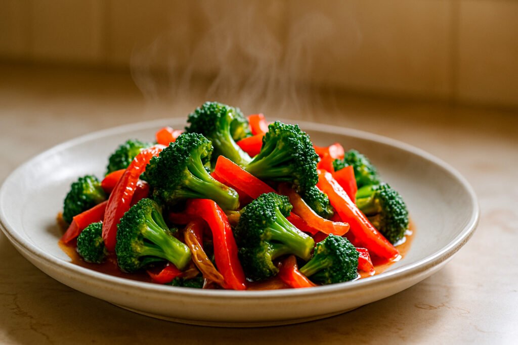 Vegetable stir-fry with broccoli to support antioxidant protection