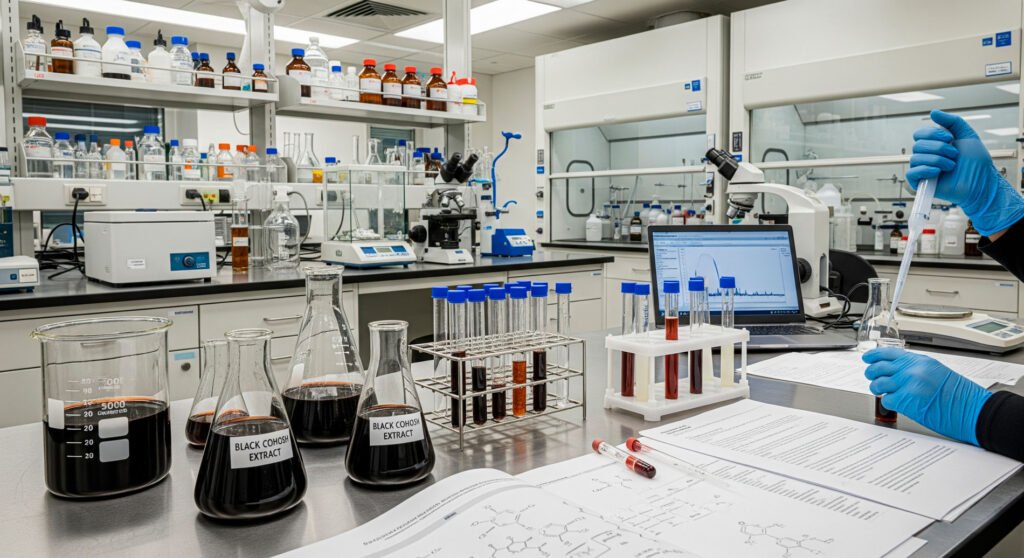 Clinical studies laboratory researching black cohosh extracts and compounds