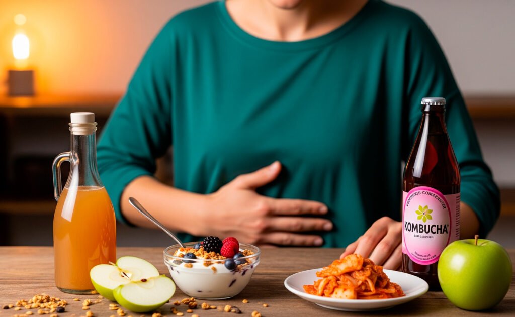 Digestive health improvement with apple cider vinegar and wellness foods