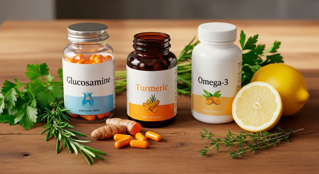 Natural supplements for joint support including glucosamine and turmeric