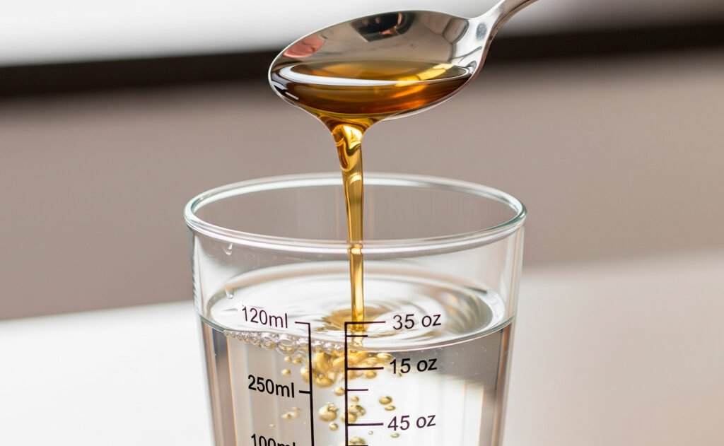 Proper dosage demonstration of apple cider vinegar in water glass