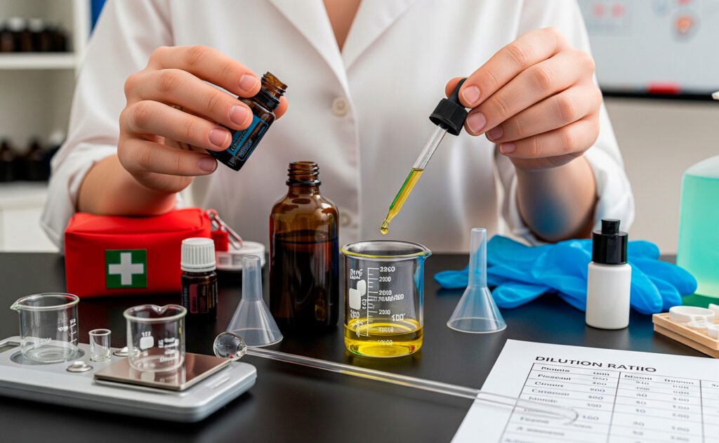 Safety guidelines demonstration for proper essential oil dilution