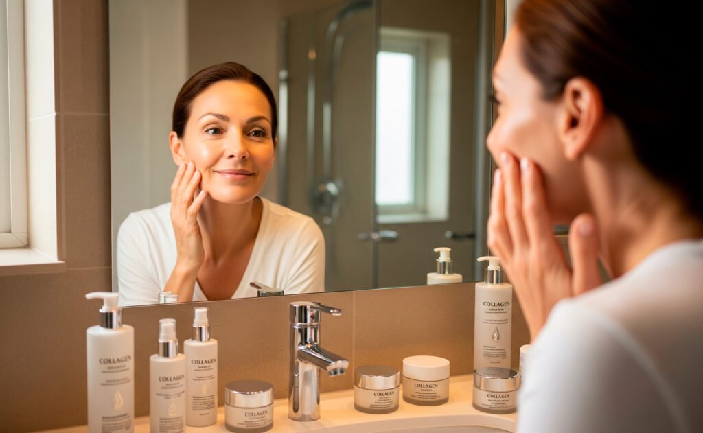 Skin health improvement shown by woman with radiant complexion