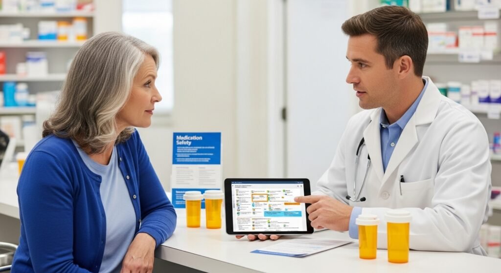 Drug interactions consultation between pharmacist and patient about melatonin