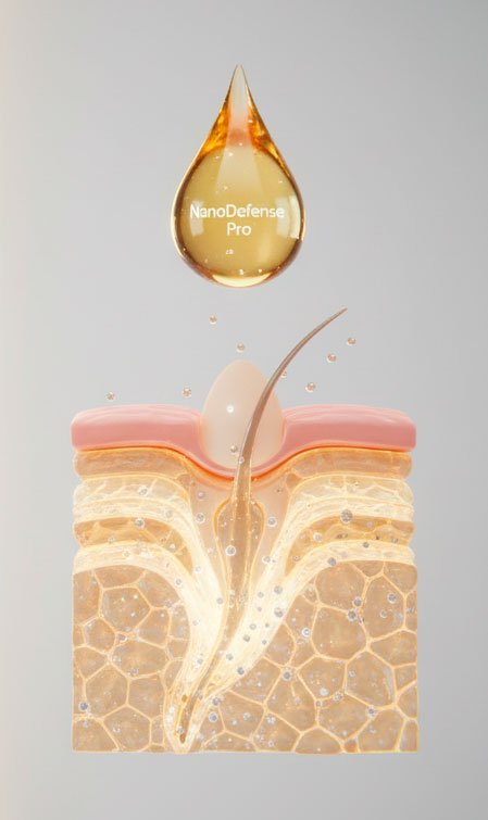 Comparison showing how NanoDefense Pro penetrates deeper than a standard antifungal solution.