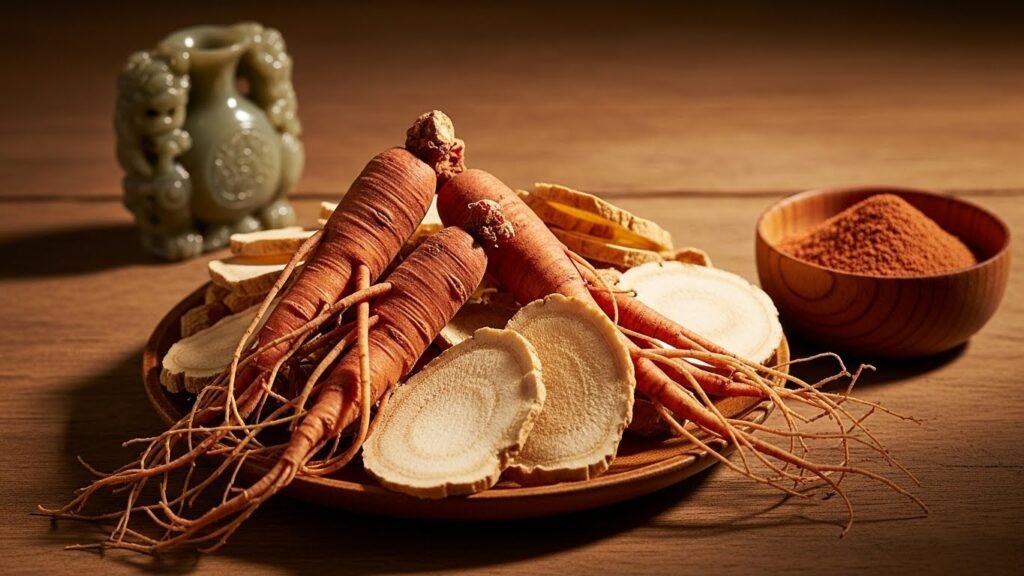 Korean red ginseng benefits shown through fresh roots and traditional preparation methods