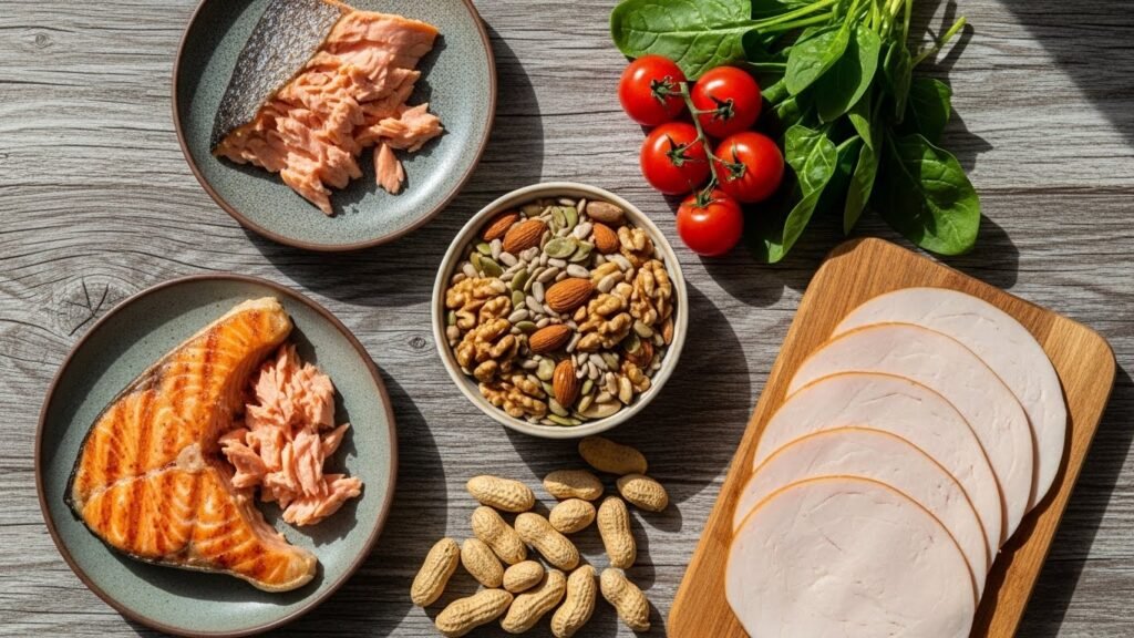 L-arginine rich foods including nuts and fish for natural nitric oxide production