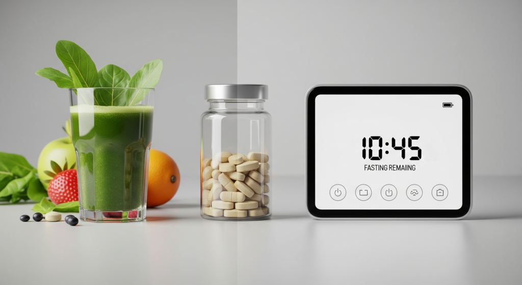 Comparison of different detox methods including juices supplements and fasting approaches