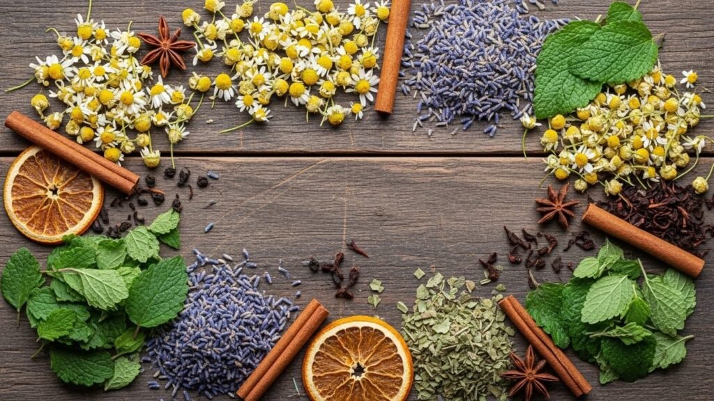 A variety of loose-leaf herbal tea options for relaxation and natural sleep support