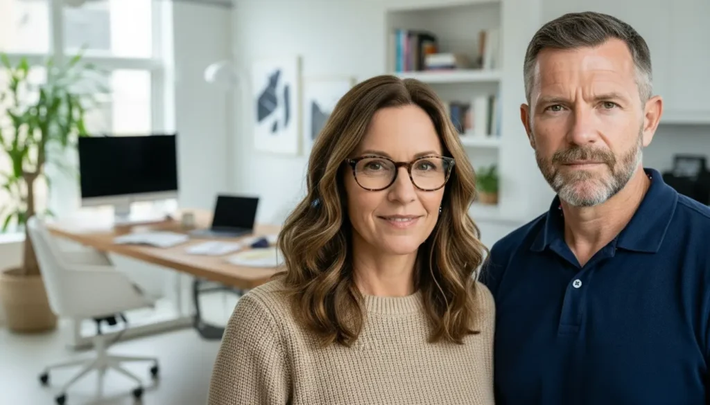 Wellness researchers Sarah Jenkins and Mark Henderson standing together in a botanical research setting, representing the expert team behind our holistic wellness advice.