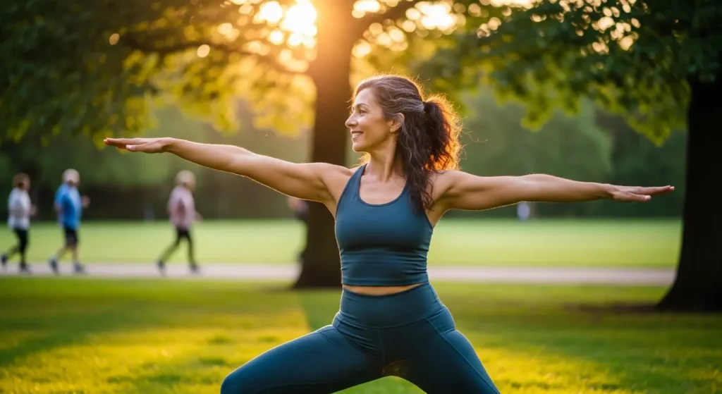 Active woman over 40 enjoying life with bladder support supplement benefits