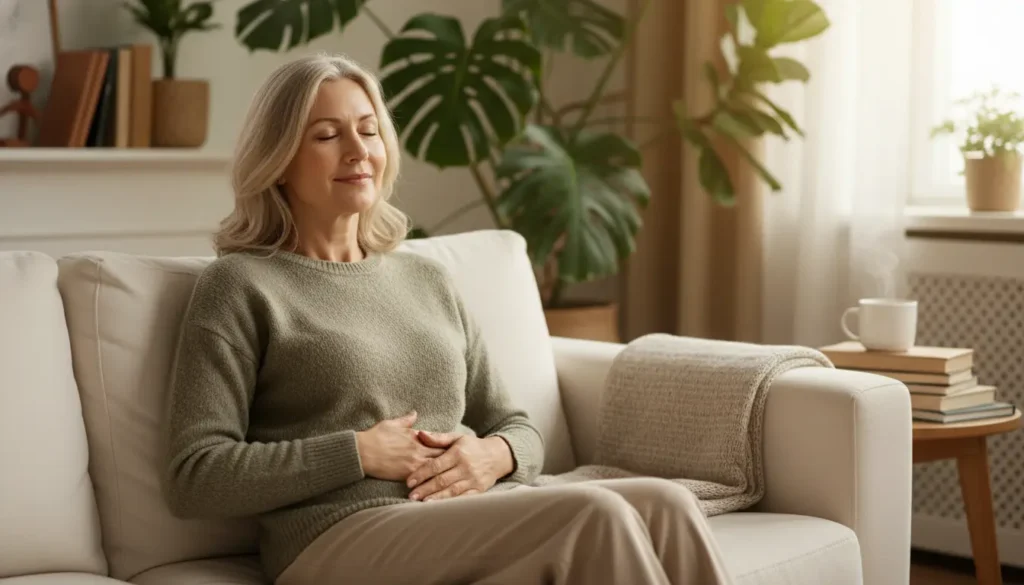 PrimeBiome side effects - woman experiencing digestive comfort and relief