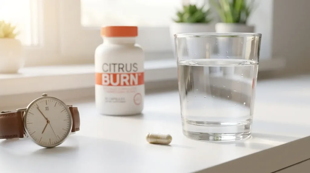 CitrusBurn dosage — one easy-to-swallow capsule daily with water in the morning