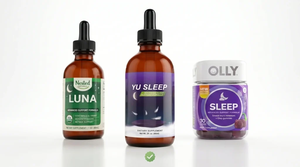 Yu Sleep vs competitors – comparison of natural sleep supplement bottles showing Yu Sleep as top choice