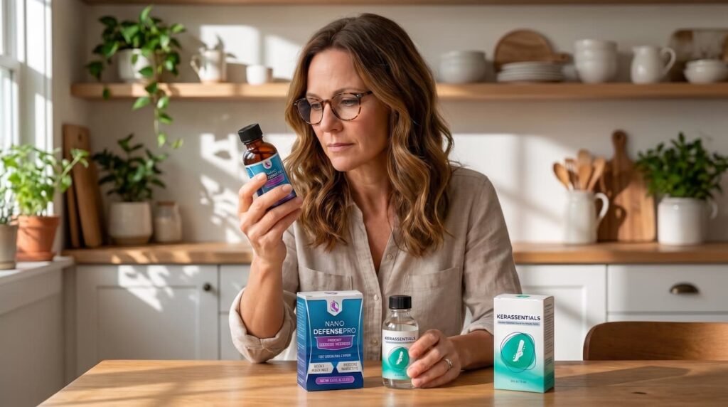 Checking a nail fungus supplement side effects label before use